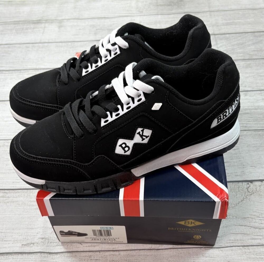 British Knights Men’s Metros Lace Up Black Sneakers Casual Shoes Size 9.5
